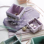 シャーベットカラーのフリンジ付の箱とリボン飾りのシルクフレーム（2007/2008年）
