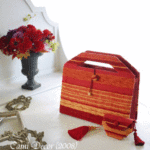 赤×橙色のふかふか生地のバッグ型ファイルケース（2007年/蛇腹のファイルＢ）